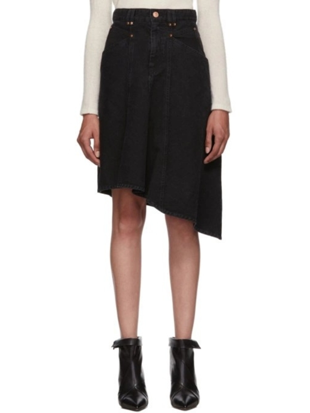Isabel Marant Black Asymmetrical Denim Skirt Size 38
